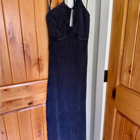 Free People Terra Maxi Halter Dress Indigo - Size L - Picture 2 of 8